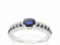 Witgouden ring diamant saffier