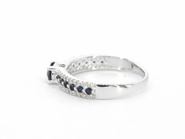 Witgouden ring diamant saffier - afbeelding 6 van  10