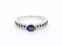 Witgouden ring diamant saffier - afbeelding 7 van  10