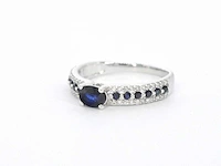 Witgouden ring diamant saffier - afbeelding 9 van  10