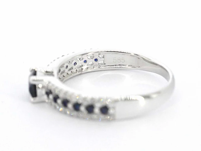 Witgouden ring diamant saffier - afbeelding 10 van  10