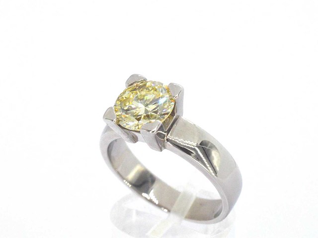 Witgouden ring fancy yellow diamant 2.40 ct - afbeelding 3 van  9