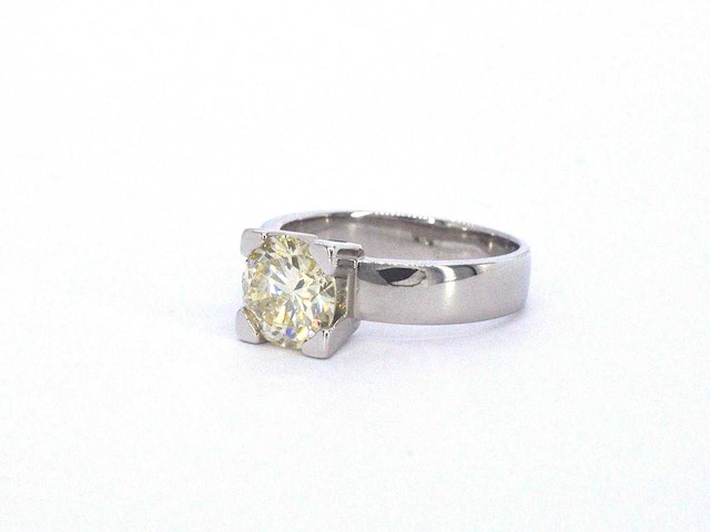 Witgouden ring fancy yellow diamant 2.40 ct - afbeelding 5 van  9