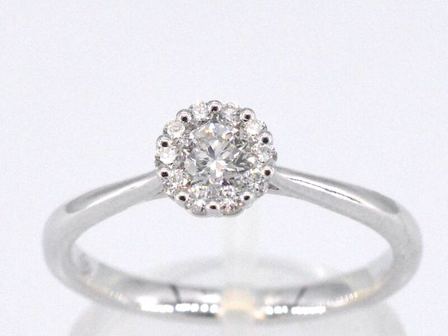 Witgouden ring met 0.35 carat diamant - afbeelding 1 van  9