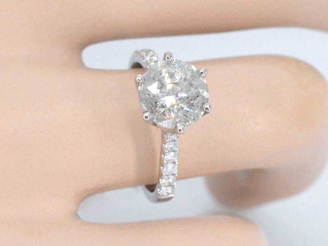 Witgouden ring met briljant geslepen diamant 3.00 carat - afbeelding 2 van  9