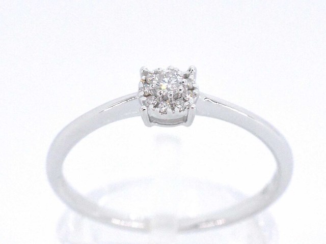 Witgouden ring met briljant geslepen diamant - afbeelding 1 van  11
