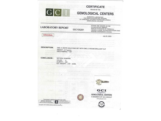 Witgouden ring met diamant, 2,07 karat, wit, nieuw - afbeelding 3 van  5