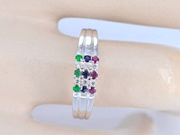 Witgouden ring met diamant en multicolour edelstenen - afbeelding 4 van  11