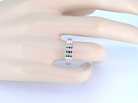 Witgouden ring met diamant en multicolour edelstenen - afbeelding 5 van  11