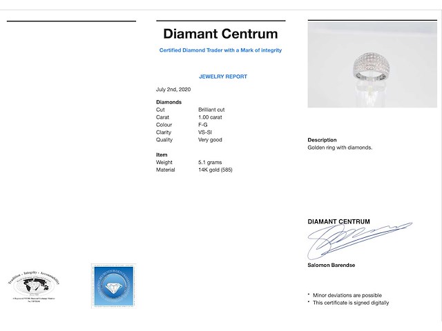 Witgouden ring met diamanten 1.00 carat - afbeelding 3 van  6