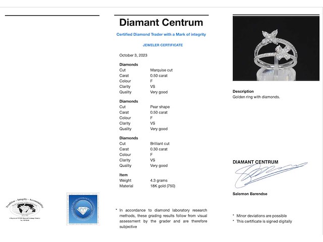 Witgouden ring met diamanten 1.30 carat - afbeelding 3 van  9