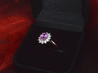 Witgouden ring met diamanten en 1.50 carat pink sapphire - afbeelding 3 van  15