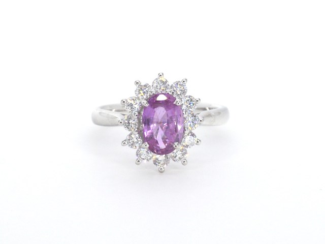 Witgouden ring met diamanten en 1.50 carat pink sapphire - afbeelding 12 van  15