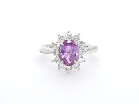 Witgouden ring met diamanten en 1.50 carat pink sapphire - afbeelding 12 van  15