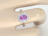 Witgouden ring met diamanten en 1.50 carat pink sapphire - afbeelding 15 van  15