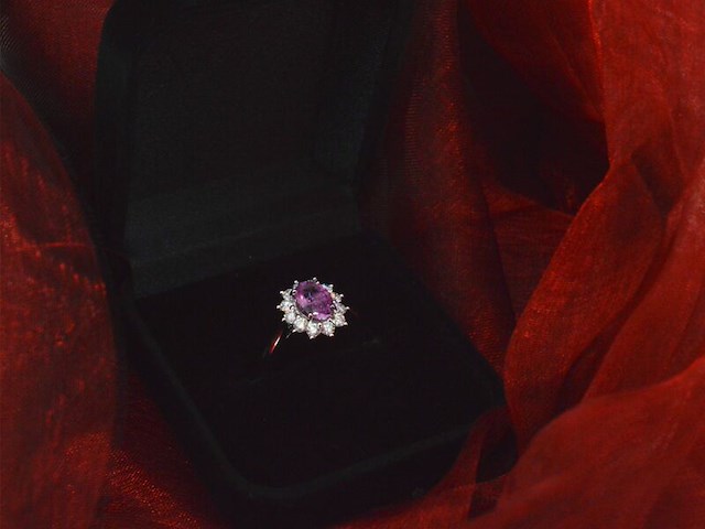 Witgouden ring met diamanten en 1.50 carat pink sapphire - afbeelding 4 van  15