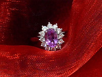 Witgouden ring met diamanten en 1.50 carat pink sapphire - afbeelding 5 van  15