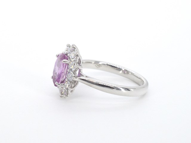 Witgouden ring met diamanten en 1.50 carat pink sapphire - afbeelding 11 van  15