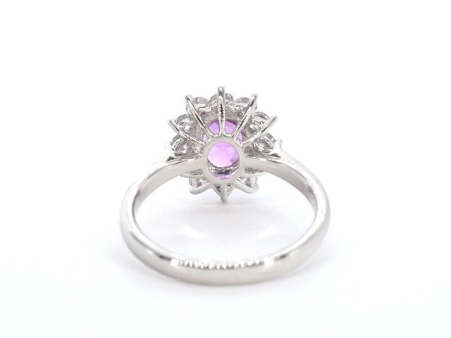 Witgouden ring met diamanten en 1.50 carat pink sapphire - afbeelding 13 van  15