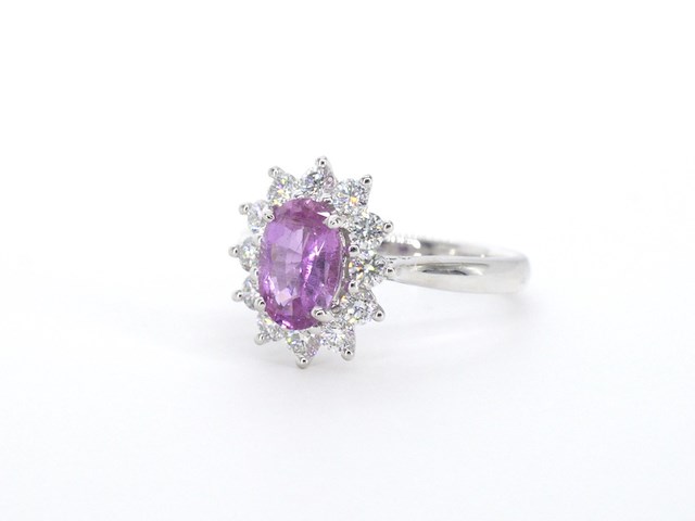 Witgouden ring met diamanten en 1.50 carat pink sapphire - afbeelding 14 van  15