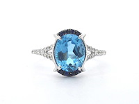 Witgouden ring met diamanten en edelstenen - afbeelding 8 van  12