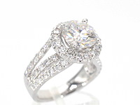 Witgouden ring met diamanten en een briljant geslepen diamant van 3.00 carat - afbeelding 3 van  11