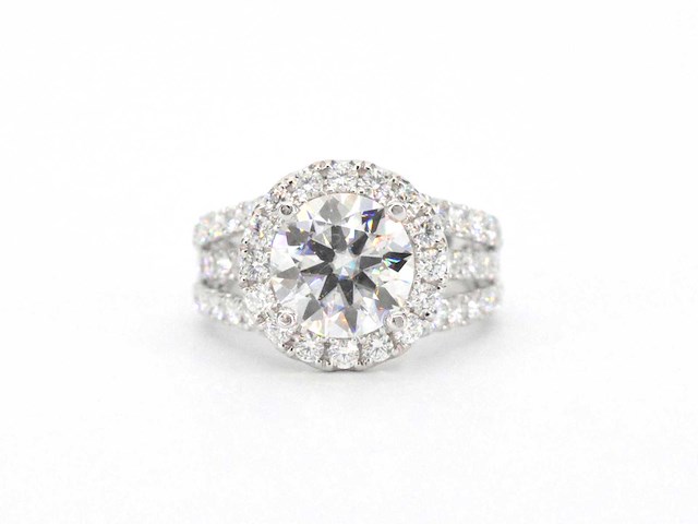 Witgouden ring met diamanten en een briljant geslepen diamant van 3.00 carat - afbeelding 7 van  11