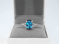 Witgouden ring met diamanten en mooie edelstenen - afbeelding 2 van  11
