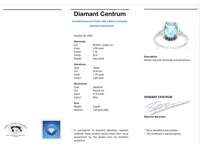 Witgouden ring met diamanten en mooie edelstenen - afbeelding 5 van  11