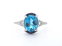 Witgouden ring met diamanten en mooie edelstenen - afbeelding 8 van  11