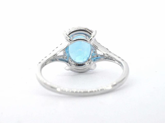 Witgouden ring met diamanten en mooie edelstenen - afbeelding 7 van  10