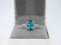 Witgouden ring met diamanten en mooie edelstenen - afbeelding 10 van  10