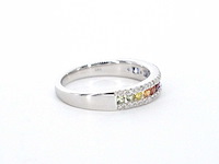 Witgouden ring met diamanten en multicolor saffieren - afbeelding 8 van  11