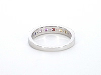 Witgouden ring met diamanten en multicolor saffieren - afbeelding 10 van  11