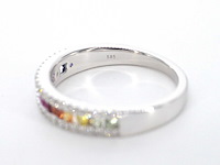 Witgouden ring met diamanten en multicolor saffieren - afbeelding 2 van  12