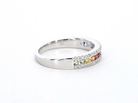 Witgouden ring met diamanten en multicolor saffieren - afbeelding 7 van  11