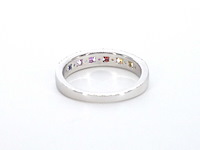 Witgouden ring met diamanten en multicolor saffieren - afbeelding 9 van  11