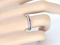 Witgouden ring met diamanten en multicolor saffieren - afbeelding 5 van  12