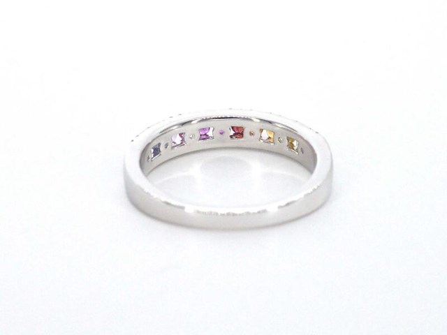 Witgouden ring met diamanten en multicolor saffieren - afbeelding 10 van  12
