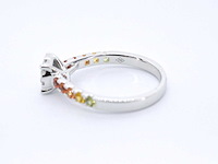 Witgouden ring met diamanten en multicolour saffieren - afbeelding 2 van  10