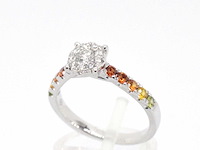 Witgouden ring met diamanten en multicolour saffieren - afbeelding 5 van  10