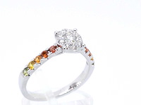 Witgouden ring met diamanten en multicolour saffieren - afbeelding 6 van  10