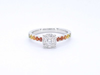 Witgouden ring met diamanten en multicolour saffieren - afbeelding 8 van  10
