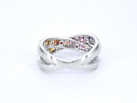 Witgouden ring met diamanten en multicolour saffieren - afbeelding 11 van  11
