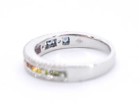 Witgouden ring met diamanten en multicolour saffieren - afbeelding 2 van  10