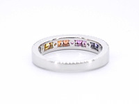 Witgouden ring met diamanten en multicolour saffieren - afbeelding 9 van  10
