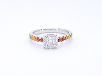 Witgouden ring met diamanten en multicolour saffieren - afbeelding 8 van  11