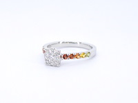 Witgouden ring met diamanten en multicolour saffieren - afbeelding 10 van  11