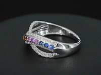Witgouden ring met diamanten en multicolour saffieren - afbeelding 6 van  10