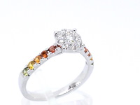 Witgouden ring met diamanten en multicolour saffieren - afbeelding 6 van  11